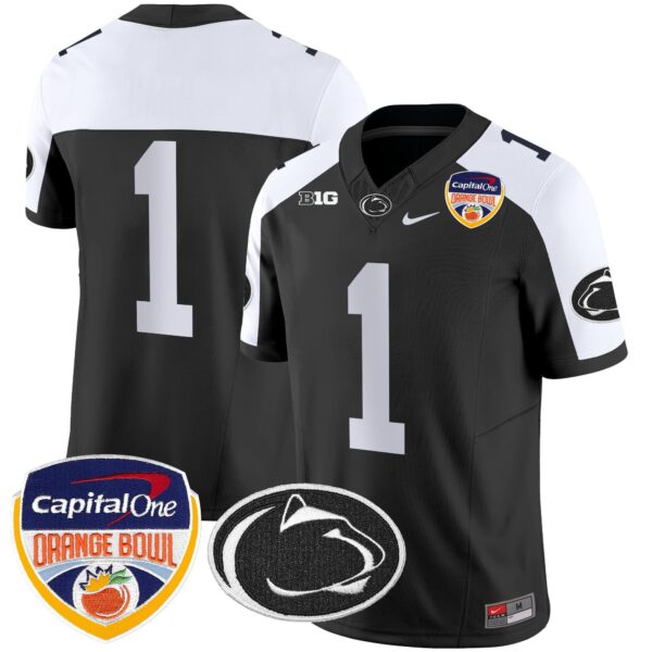 Penn State Nittany Lions Orange Bowl Patch Vapor Limited Jersey – All Stitched – Black Alternare – #1 Team Jersey