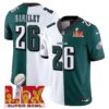 Philadelphia Eagles Super Bowl LIX Patch Vapor Limited Jersey – All Stitched – Split – Saquon Barkley Jersey