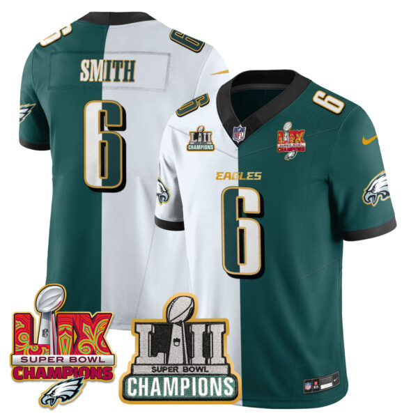 Philadelphia Eagles LII-LIX Super Bowl Champions Vapor Limited Gold Jersey – All Stitched – Split – DeVonta Smith Jersey