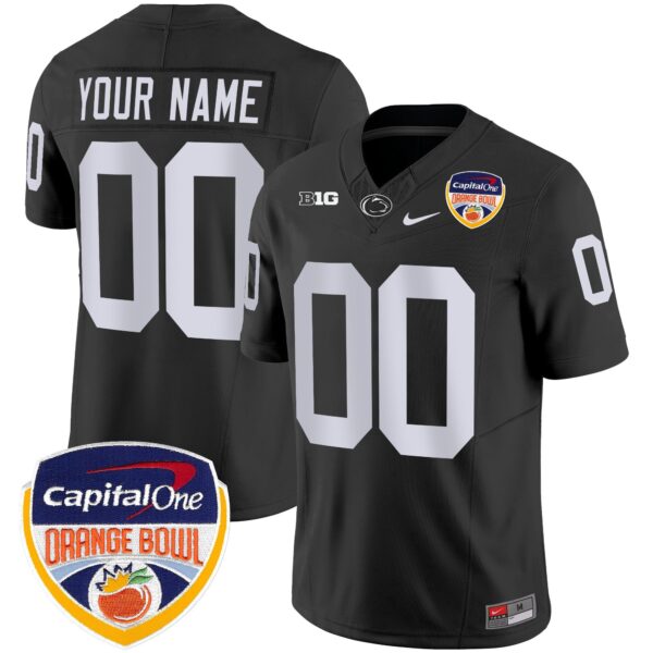 Penn State Nittany Lions Orange Bowl Patch Vapor Limited Custom Jersey – All Stitched – Black Jersey