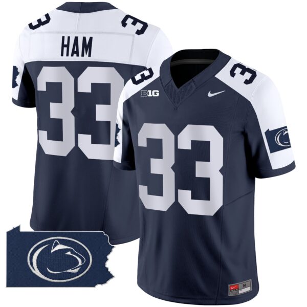 Penn State Nittany Lions 2024 Home Patch Vapor Limited Jersey – All Stitched – Navy Alternate – Jack Ham Jersey