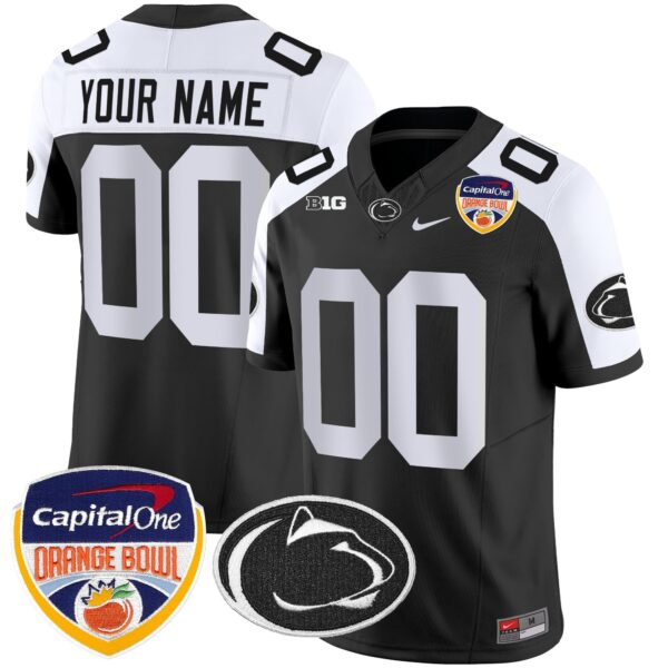 Penn State Nittany Lions Orange Bowl Patch Vapor Limited Custom Jersey – All Stitched – Black Alternare Jersey