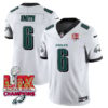 Philadelphia Eagles Super Bowl LIX Champions Gold Vapor Limited Jersey – All Stitched – DeVonta Smith – White Jersey