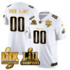 Philadelphia Eagles LII-LIX Super Bowl Champions Gold Custom Jersey – All Stitched – White Gold Jersey