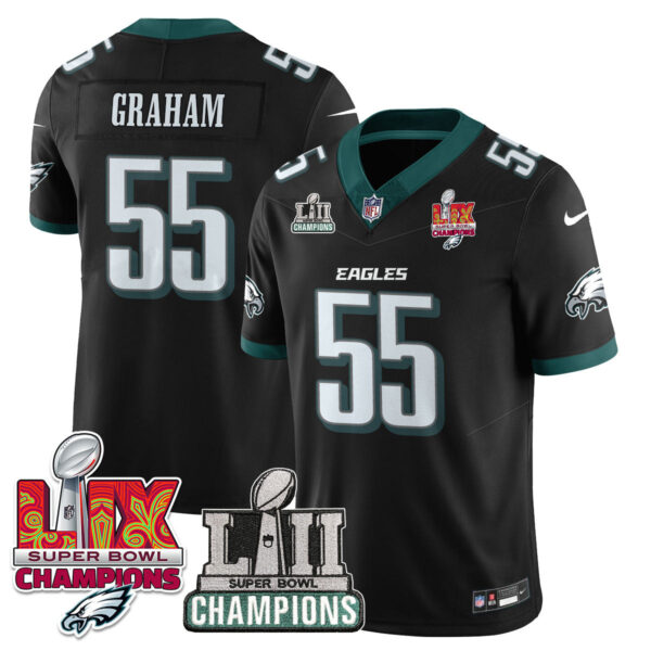 Philadelphia Eagles LII-LIX Super Bowl Champions Vapor Limited Jersey – All Stitched – Black – Brandon Graham Jersey