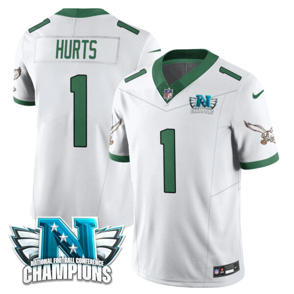 Philadelphia Eagles 2024 NFC Champion Player Jersey – All Stitched – Kelly White – Jalen Hurts Jersey