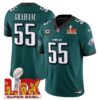Philadelphia Eagles Super Bowl LIX Patch Vapor Limited Jersey – All Stitched – Midnight Green – Brandon Graham Jersey