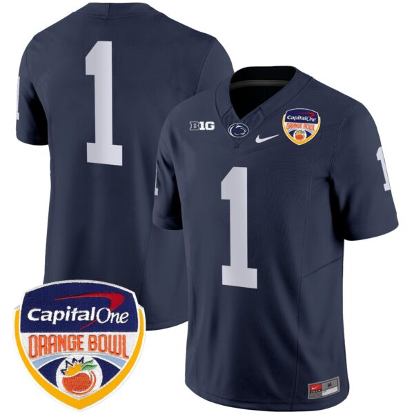 Penn State Nittany Lions Orange Bowl Patch Vapor Limited Jersey – All Stitched – Navy – #1 Team Jersey
