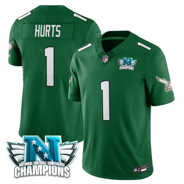 Philadelphia Eagles 2024 NFC Champion Player Jersey – All Stitched – Kelly Green – Jalen Hurts Jersey