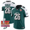 Philadelphia Eagles Super Bowl LIX Champions Gold Vapor Limited Jersey – All Stitched – Saquon Barkley – Green Alternate Jersey