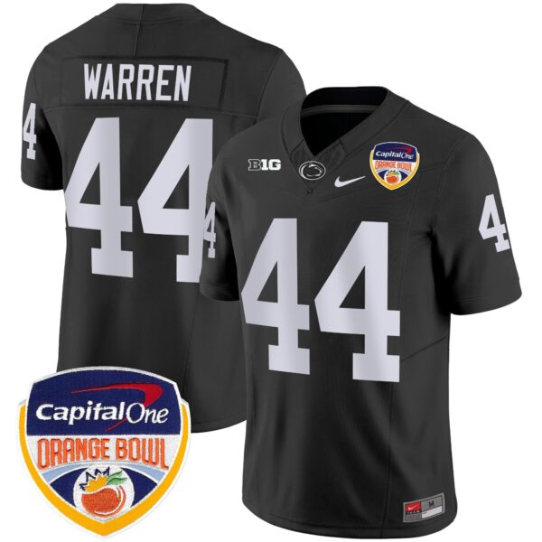 Penn State Nittany Lions Orange Bowl Patch Vapor Limited Jersey – All Stitched – Black – Tyler Warren Jersey