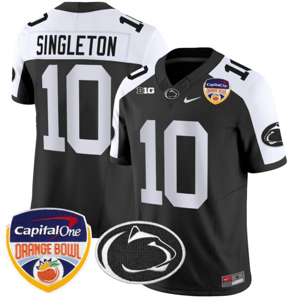 Penn State Nittany Lions Orange Bowl Patch Vapor Limited Jersey – All Stitched – Black Alternare – Nicholas Singleton Jersey