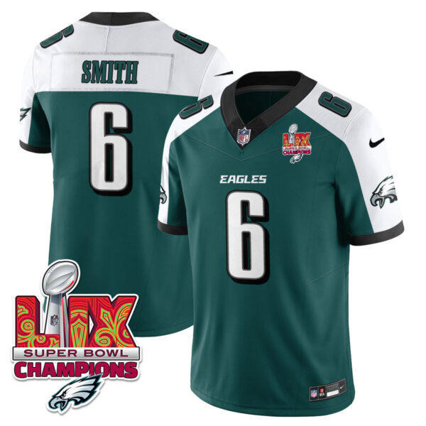 Philadelphia Eagles Super Bowl LIX Champions Gold Vapor Limited Jersey – All Stitched – DeVonta Smith – Green Alternate Jersey