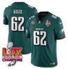 Philadelphia Eagles Super Bowl LIX Champions Gold Vapor Limited Jersey – All Stitched – Jason Kelce – Midnight Green Jersey