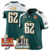 Philadelphia Eagles LII-LIX Super Bowl Champions Vapor Limited Gold Jersey – All Stitched – Green Alternate – Jason Kelce Jersey