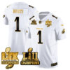 Philadelphia Eagles LII-LIX Super Bowl Champions Gold Jersey – All Stitched – White Gold – Jalen Hurts Jersey