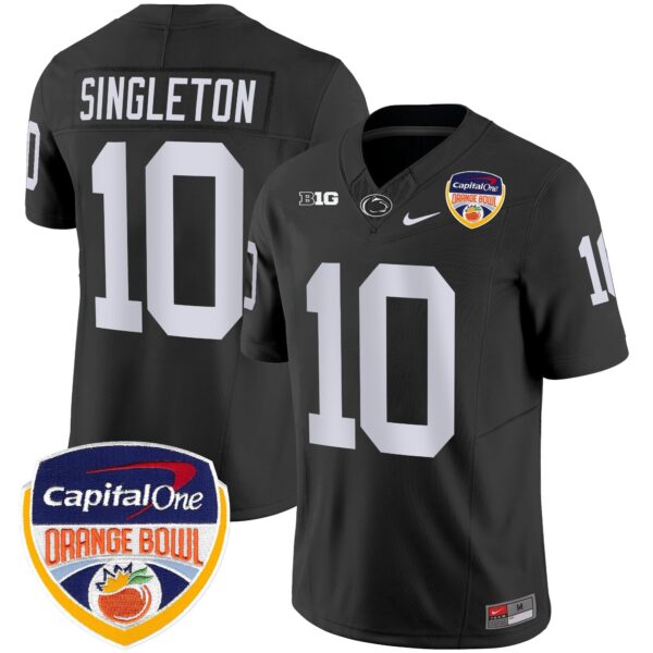 Penn State Nittany Lions Orange Bowl Patch Vapor Limited Jersey – All Stitched – Black – Nicholas Singleton Jersey
