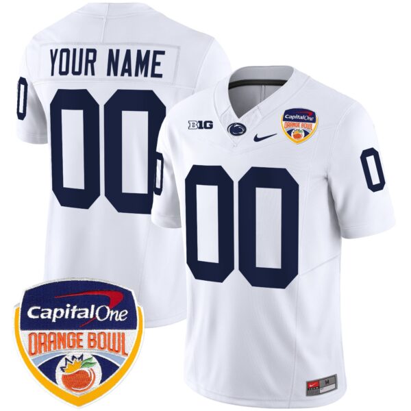 Penn State Nittany Lions Orange Bowl Patch Vapor Limited Custom Jersey – All Stitched – White Jersey