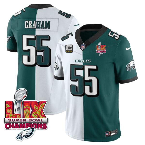 Philadelphia Eagles Super Bowl LIX Champions Gold Vapor Limited Jersey – All Stitched – Brandon Graham – Split Jersey