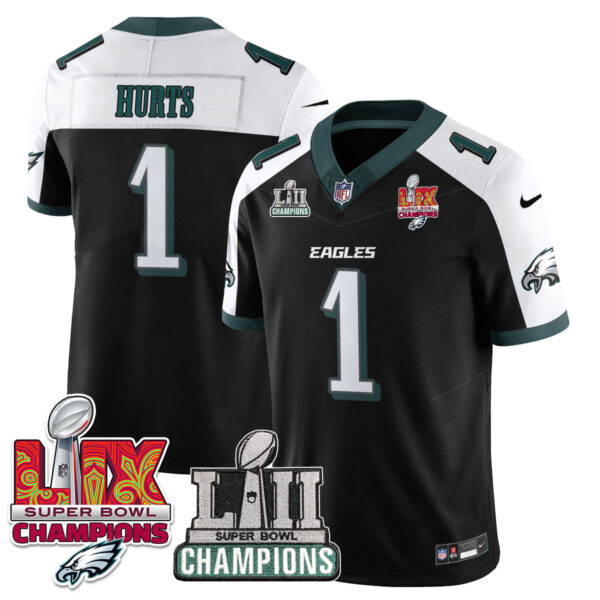 Philadelphia Eagles LII-LIX Super Bowl Champions Vapor Limited Jersey – All Stitched – Black Alternate – Jalen Hurts Jersey