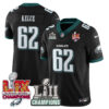 Philadelphia Eagles LII-LIX Super Bowl Champions Vapor Limited Jersey – All Stitched – Black – Jason Kelce Jersey
