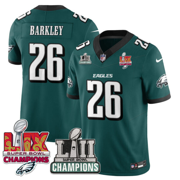 Philadelphia Eagles LII-LIX Super Bowl Champions Vapor Limited Jersey – All Stitched – Midnight Green – Saquon Barkley Jersey