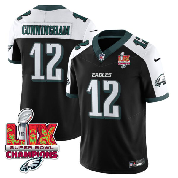Philadelphia Eagles Super Bowl LIX Champions Gold Vapor Limited Jersey – All Stitched – Randall Cunningham – Black Alternate Jersey
