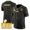 Chiefs Super Bowl LIX Patch Gold Vapor Limited Jersey – All Stitched – Black Gold – Patrick Mahomes Jersey