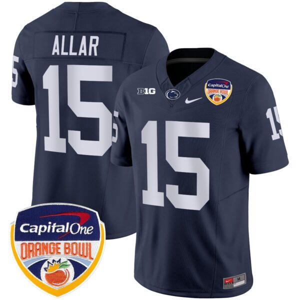 Penn State Nittany Lions Orange Bowl Patch Vapor Limited Jersey – All Stitched – Navy – Drew Allar Jersey