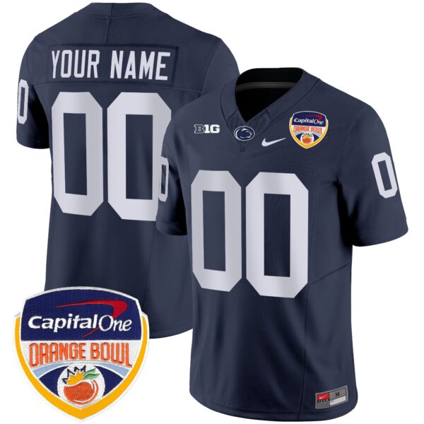 Penn State Nittany Lions Orange Bowl Patch Vapor Limited Custom Jersey – All Stitched – Navy Jersey