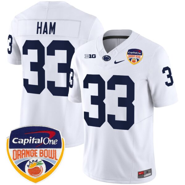 Penn State Nittany Lions Orange Bowl Patch Vapor Limited Jersey – All Stitched – White – Jack Ham Jersey