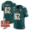 Philadelphia Eagles Super Bowl LIX Champions Gold Trim Vapor Limited Jersey – All Stitched – Jason Kelce – Midnight Green Jersey