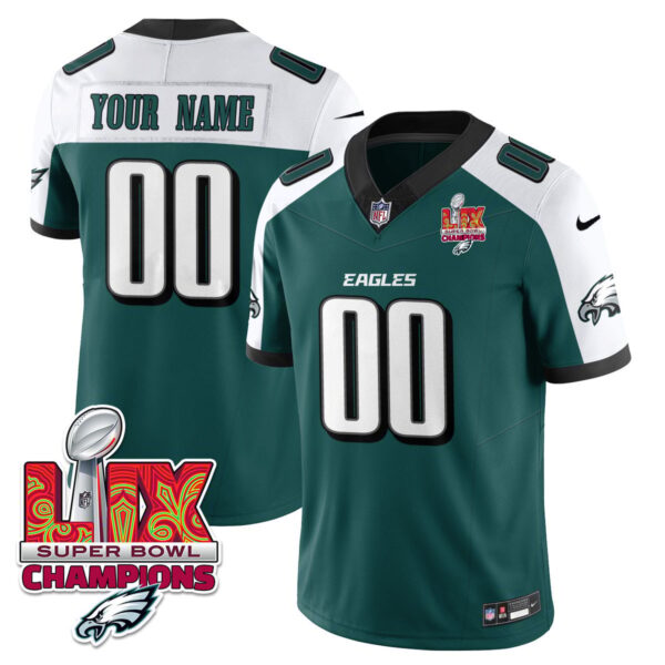 Custom Name/Gender Philadelphia Eagles Super Bowl LIX Champions Vapor Limited Jersey – All Stitched – Green Alternate Jersey
