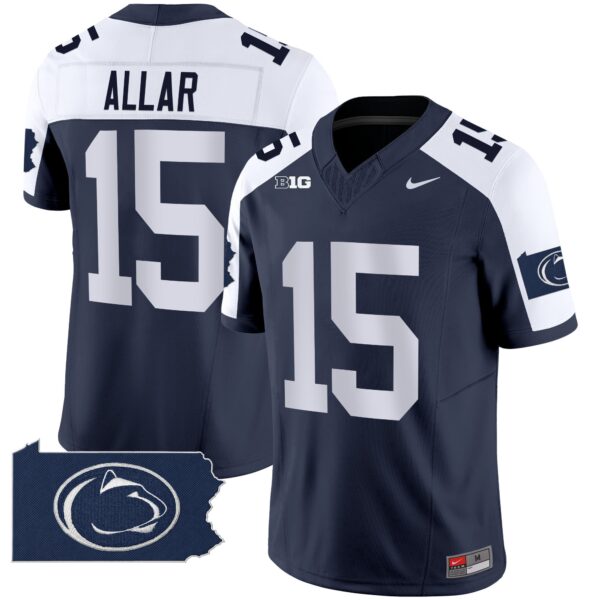 Penn State Nittany Lions 2024 Home Patch Vapor Limited Jersey – All Stitched – Navy Alternate – Drew Allar Jersey
