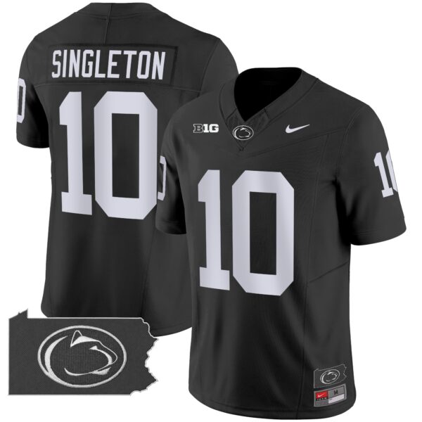 Penn State Nittany Lions 2024 Home Patch Vapor Limited Jersey – All Stitched – Black – Nicholas Singleton Jersey
