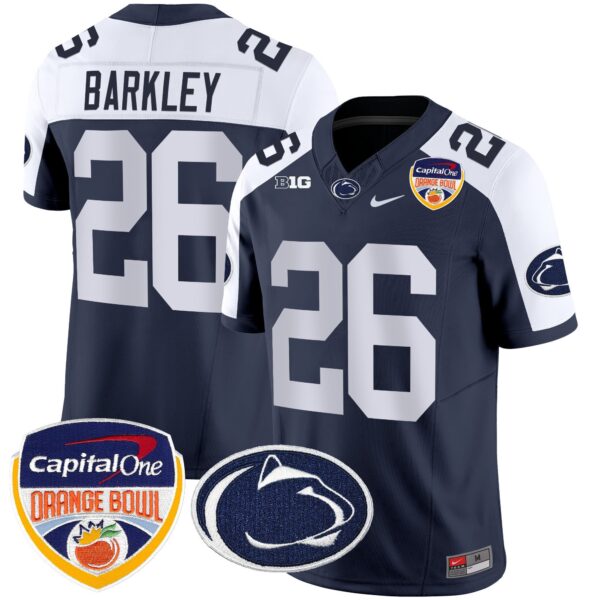 Penn State Nittany Lions Orange Bowl Patch Vapor Limited Jersey – All Stitched – Navy Alternate – Saquon Barkley Jersey