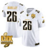 Philadelphia Eagles Super Bowl LIX Champions Gold Trim Vapor Limited Jersey – All Stitched – Saquon Barkley – White Gold Jersey