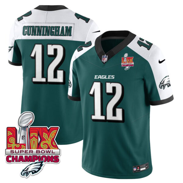Philadelphia Eagles Super Bowl LIX Champions Gold Vapor Limited Jersey – All Stitched – Randall Cunningham – Green Alternate Jersey