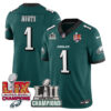 Philadelphia Eagles LII-LIX Super Bowl Champions Vapor Limited Jersey – All Stitched – Midnight Green – Jalen Hurts Jersey