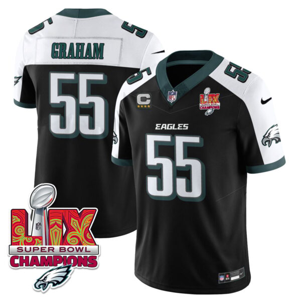 Philadelphia Eagles Super Bowl LIX Champions Gold Vapor Limited Jersey – All Stitched – Brandon Graham – Black Alternate Jersey