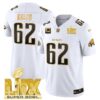 Philadelphia Eagles Super Bowl LIX Patch Gold Vapor Limited Jersey – All Stitched – White Gold – Jason Kelce Jersey