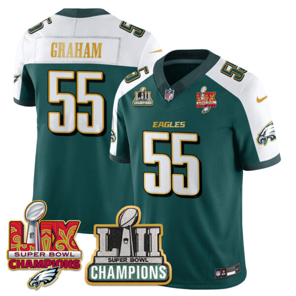 Philadelphia Eagles LII-LIX Super Bowl Champions Vapor Limited Gold Jersey – All Stitched – Green Alternate – Brandon Graham Jersey