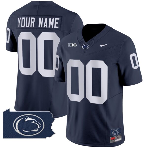 Penn State Nittany Lions 2024 Home Patch Vapor Limited Custom Jersey – All Stitched – Navy Jersey