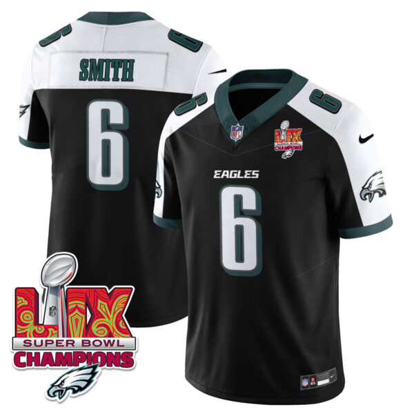 Philadelphia Eagles Super Bowl LIX Champions Gold Vapor Limited Jersey – All Stitched – DeVonta Smith – Black Alternate Jersey