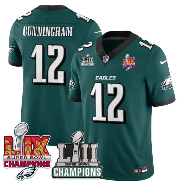 Philadelphia Eagles LII-LIX Super Bowl Champions Vapor Limited Jersey – All Stitched – Midnight Green – Randall Cunningham Jersey