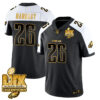 Philadelphia Eagles Super Bowl LIX Champions Gold Trim Vapor Limited Jersey – All Stitched – Saquon Barkley – Alternate Jersey