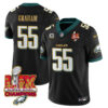 Philadelphia Eagles Super Bowl LIX Champions Gold Trim Vapor Limited Jersey – All Stitched – Brandon Graham – Black Jersey