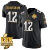 Philadelphia Eagles Super Bowl LIX Champions Gold Trim Vapor Limited Jersey – All Stitched – Randall Cunningham – Black Limited Jersey