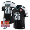 Philadelphia Eagles Super Bowl LIX Champions Gold Vapor Limited Jersey – All Stitched – Saquon Barkley – Black Alternate Jersey