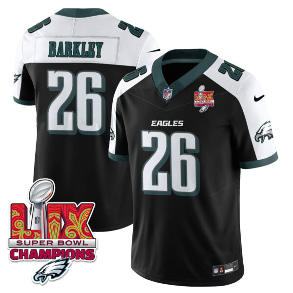 Philadelphia Eagles Super Bowl LIX Champions Gold Vapor Limited Jersey – All Stitched – Saquon Barkley – Black Alternate Jersey